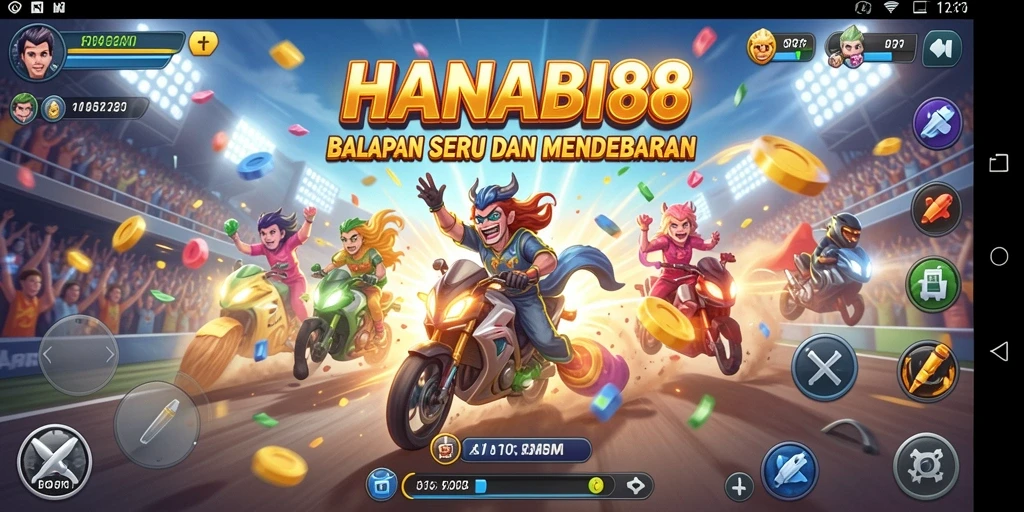 Tampilan menarik dari gameplay balapan HANABI88 yang mendebarkan.
