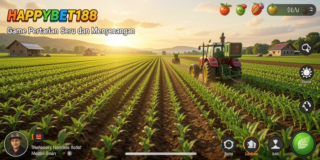 Tampilan screenshot utama dari HAPPYBET188 dengan elemen pertanian yang menarik.