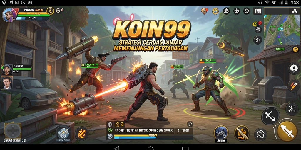 Tampilan screenshot KOIN99 menampilkan aksi pertempuran yang intens.