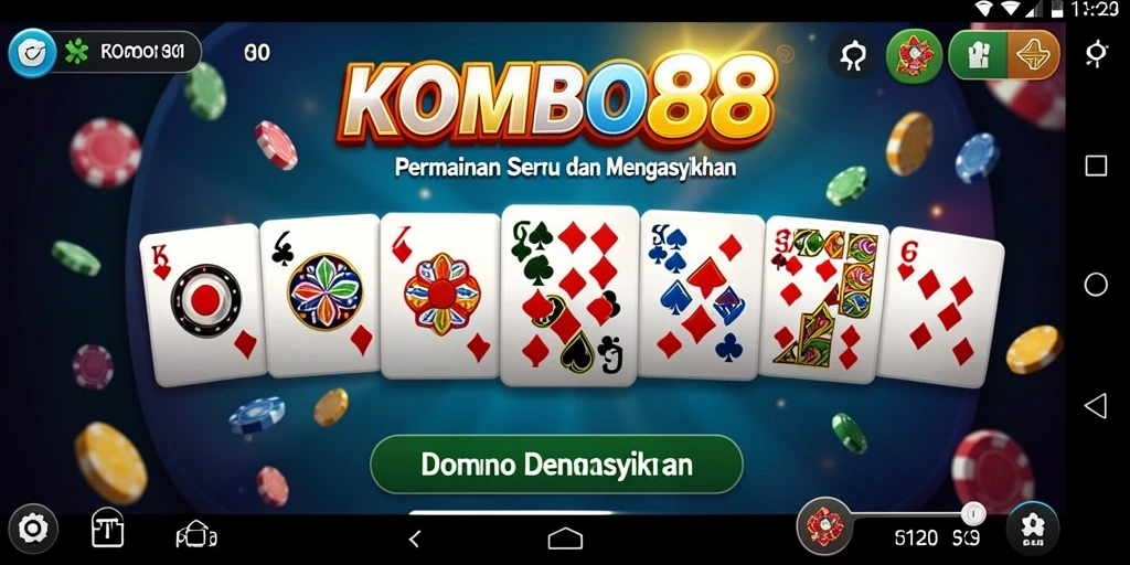 Tampilan gameplay menarik dari KOMBO88 yang membuat bermain domino semakin seru.