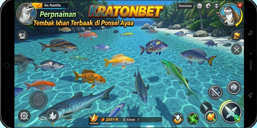 Tampilan gameplay menarik dari KRATONBET dengan aksi menembak ikan.