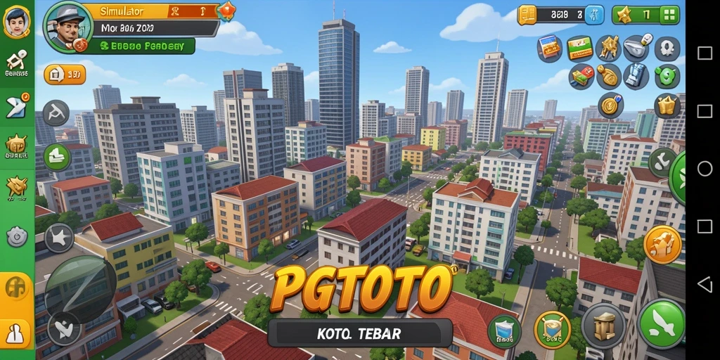 Screenshot PGTOTO menunjukkan gameplay membangun kota yang mendebarkan.